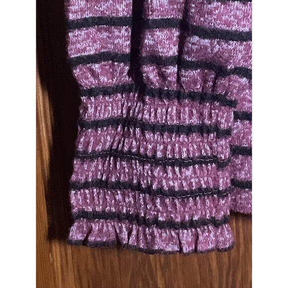 Lucky Brand Striped Long Sleeve Tee Size M Burgoundy Black Scoop Neck - Picture 5 of 6